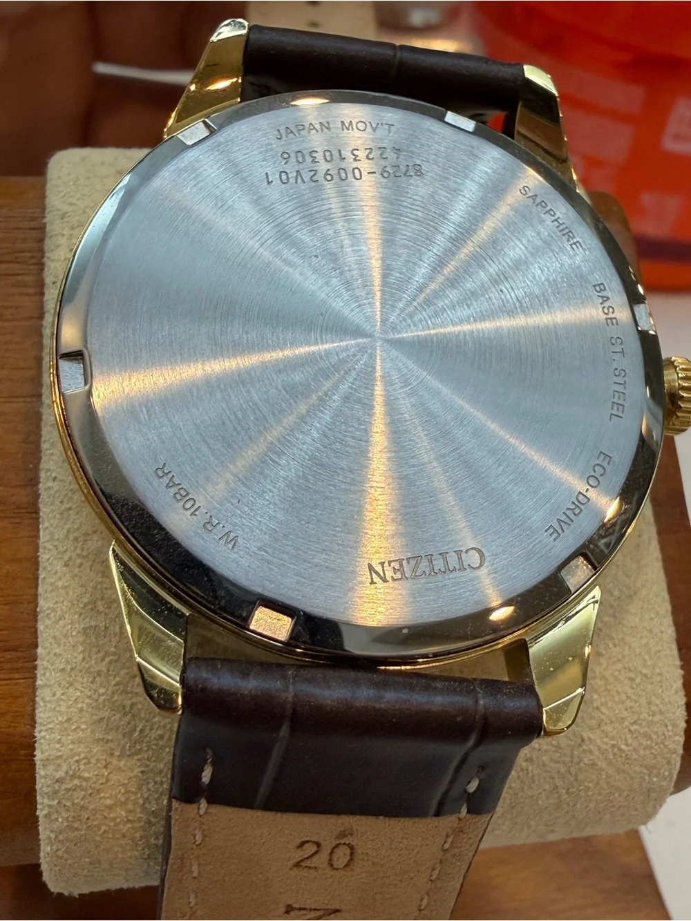Citizen Eco-Drive Rolan Gold Case Black Dial Brown Leather Strap Watch